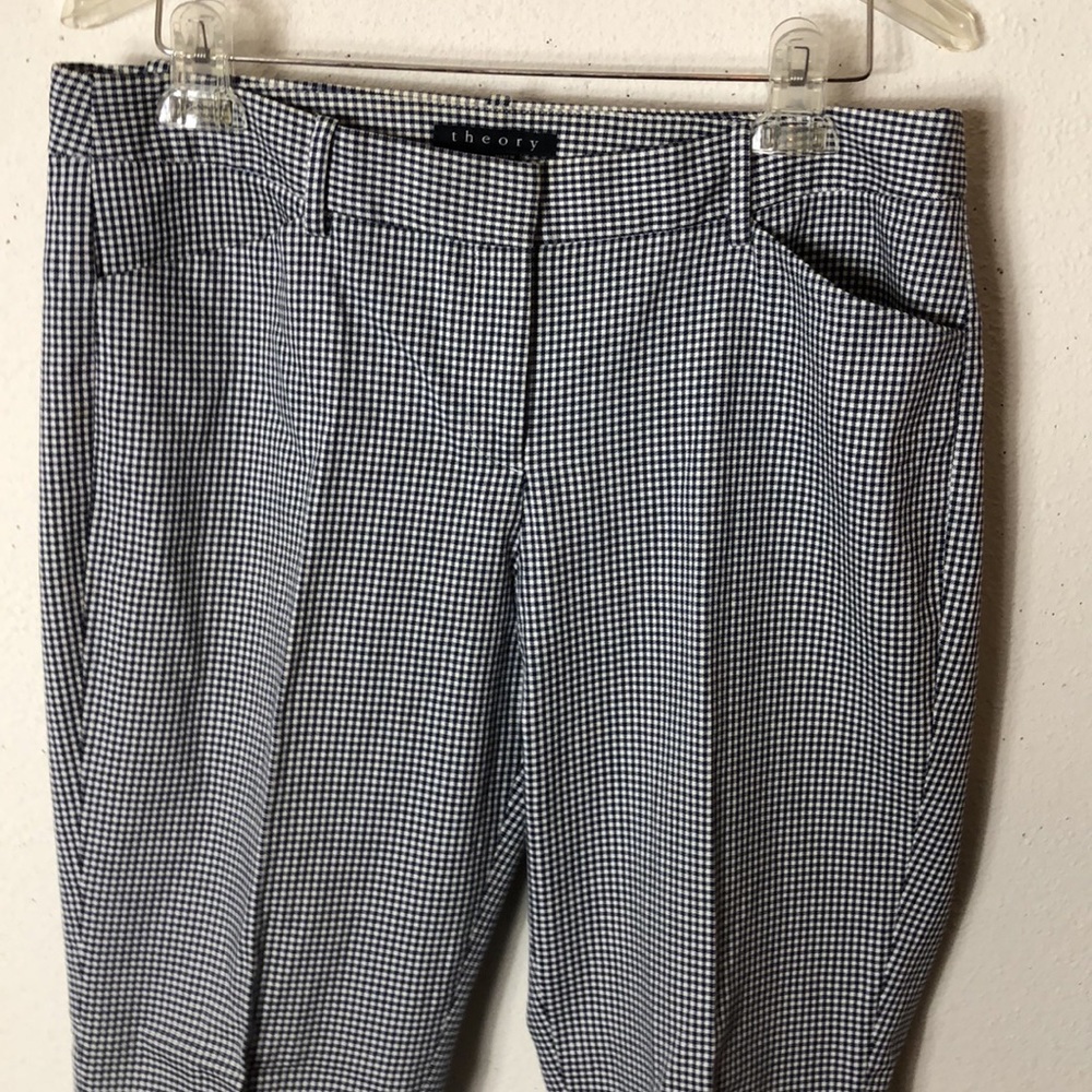 Theory Women's Classic Skinny Pans black and white plaid Viscose Blend  …